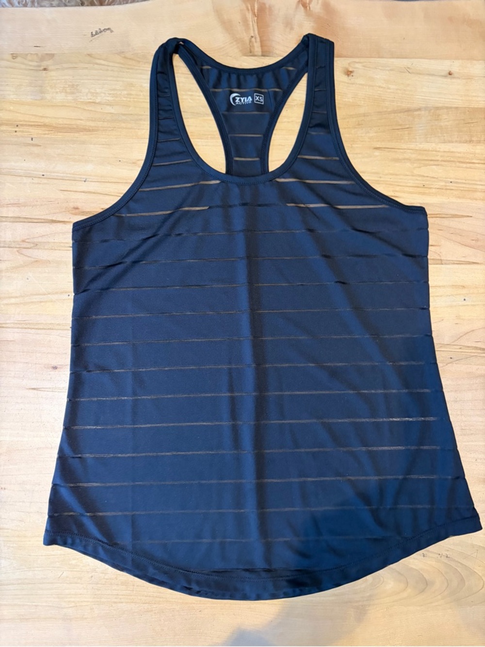 ZYIA Active Black Sheer-Stripe Racerback Tank NWOT - Sz XS